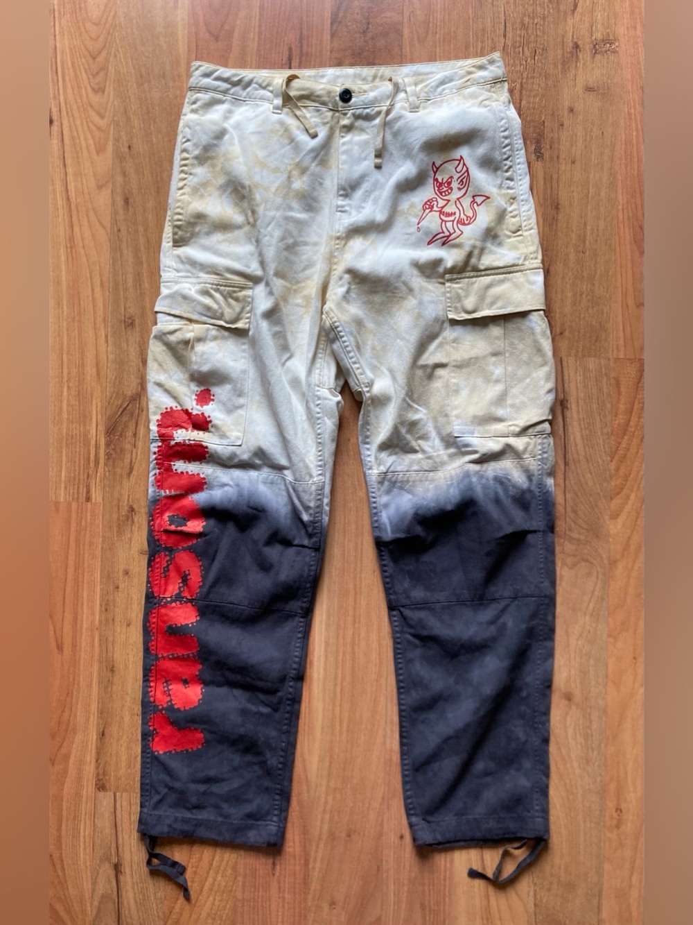 Ransom Tie Dye Cargo Mens 32x30 Cotton Devil Pants Grunge Streetwear Skater
